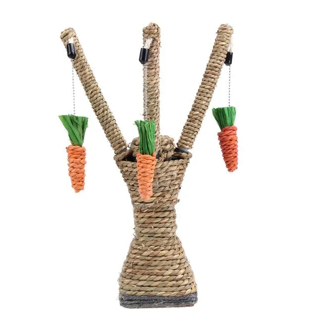Cat Scrather Tree with hanging carrots
