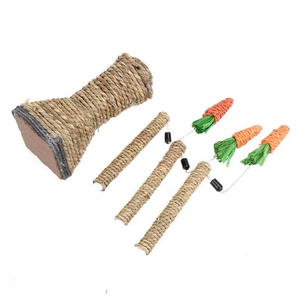 Cat Scrather Tree with hanging carrots