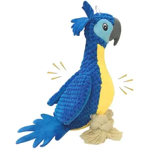 Durable Squeaky Teeth Cleaning Stuffed Embroidery Parrot Dog Toy