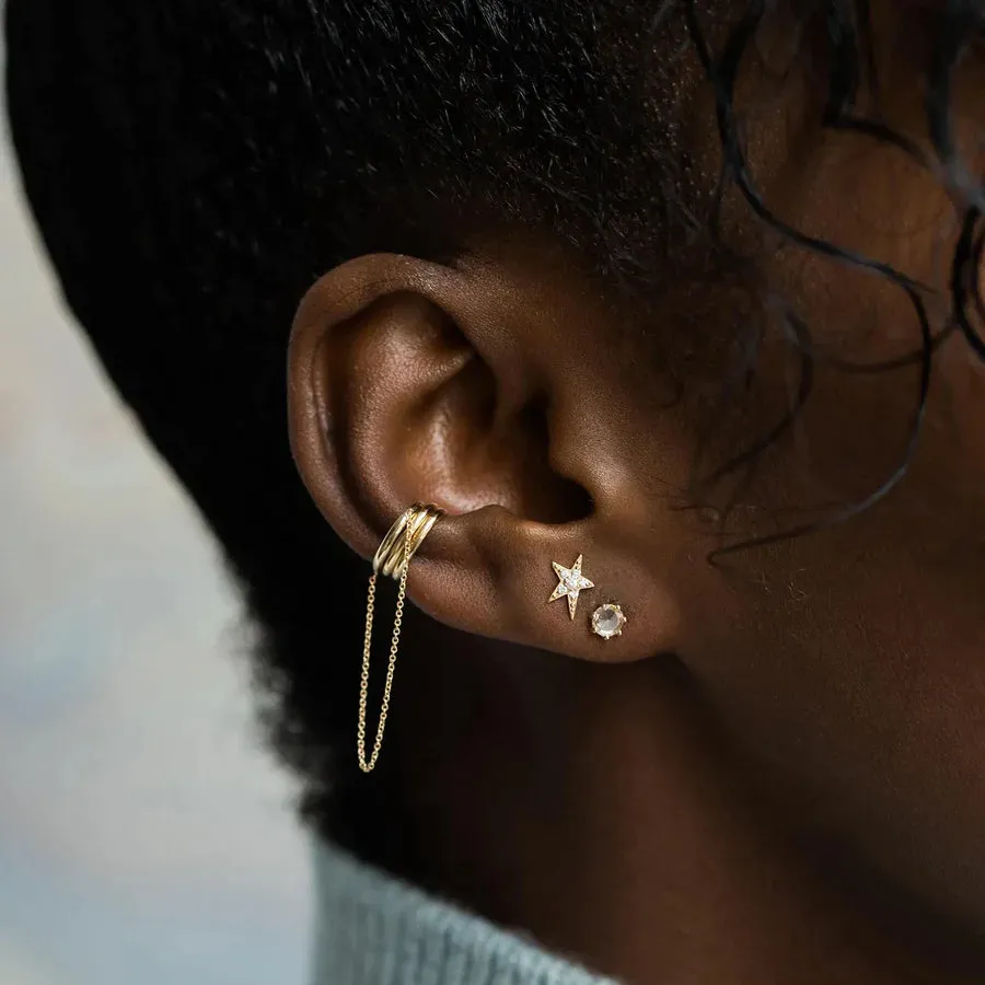 Guidance Pave Star Stud Earring (14K Gold)