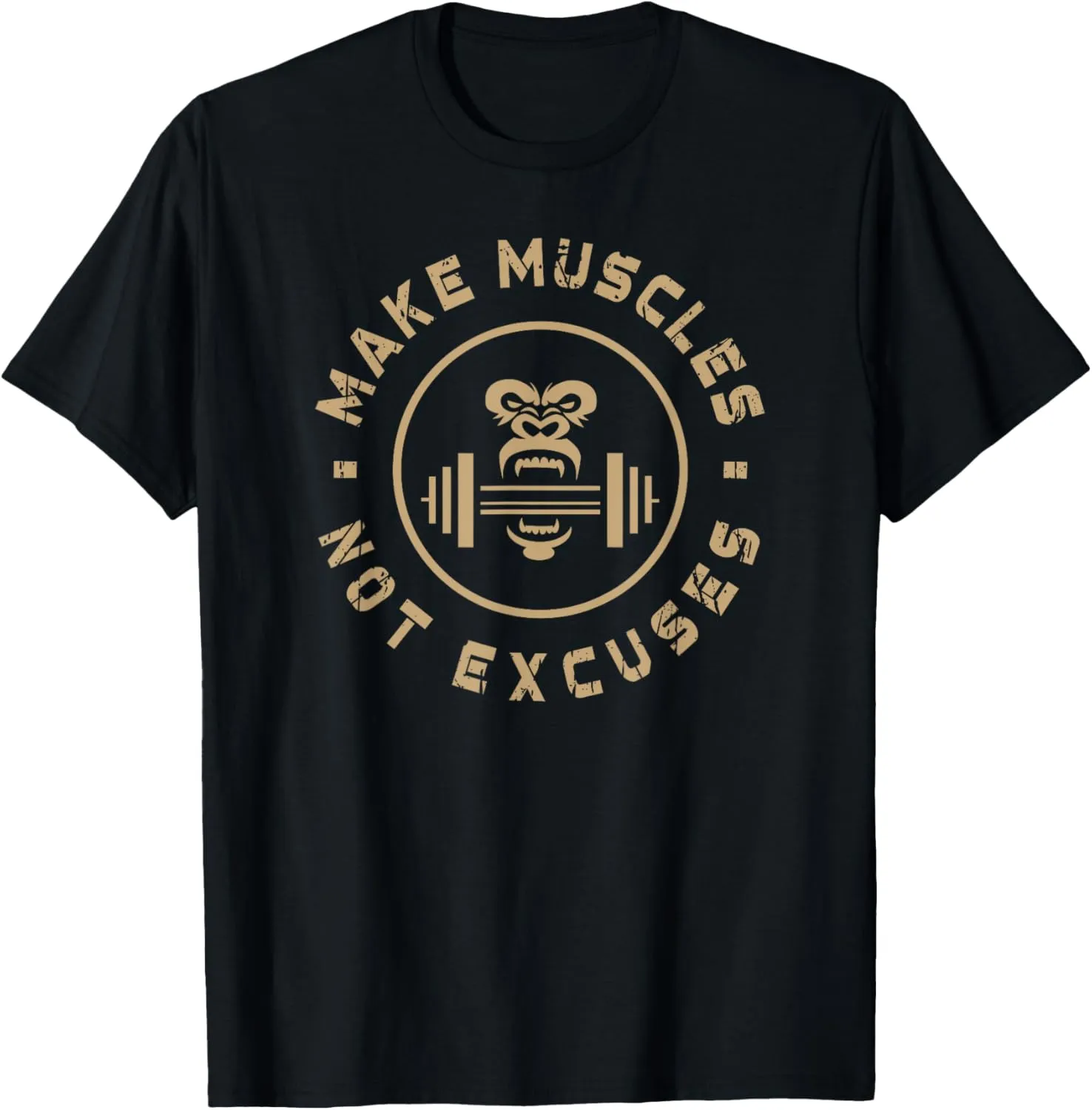 Make Muscles Not Excuses Funny Gym Motivational Workout T-Shirt